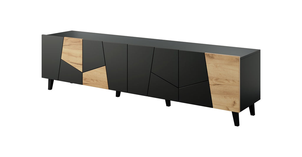 RTV Cabinet ETNA 200x42x52 Black Matt + Oak Craft