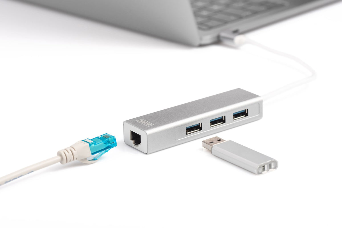 DIGITUS USB Type-C 3-Port Hub + Gigabit Ethernet | Model DA-70255
