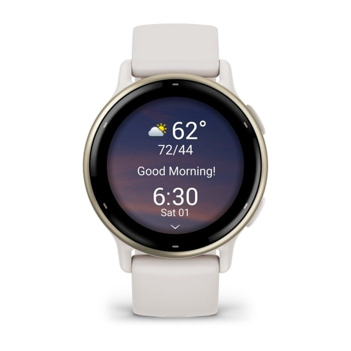 Garmin vívoactive 5 - Ivory - intelligente Uhr mit Band - Silikon - Handgelenkgröße: 125-190 mm - Anzeige 3,04 cm (1,2") - 4GB - Bluetooth, ANT+, Wi-Fi - 26 g (010-02862-11)