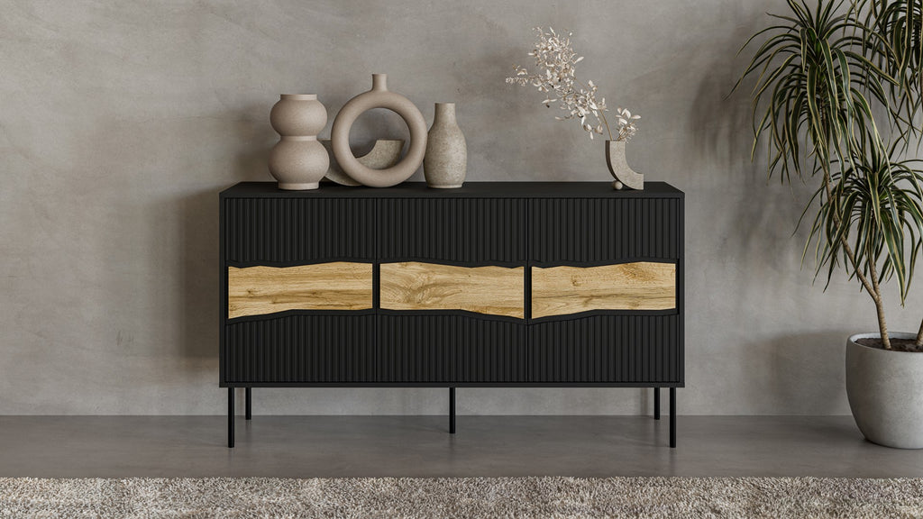 Cama INSERTO 3D Chest of Drawers - 143.5x40x80 cm - Black + LED