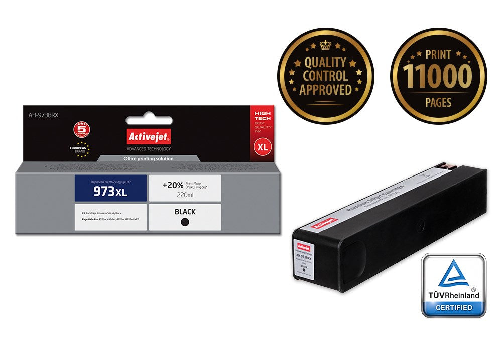 Activejet Ink Cartridge AH-973BRX, 220 ml, Black, Compatible with HP 973XL L0S07AE