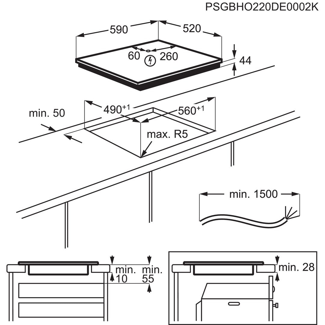 Electrolux Serie 700 Induction Hob 4 Zones Built-in 60cm Black EIS62453