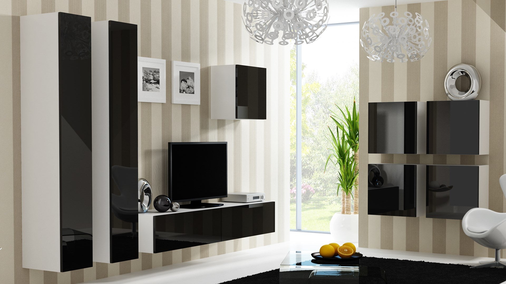 VIGO Square Cabinet 50/50/30 cm White/Black Gloss