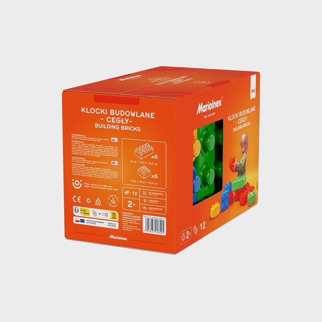Marioinex ‘Brick’ Building Blocks Set, 12 Pieces, Model 908495