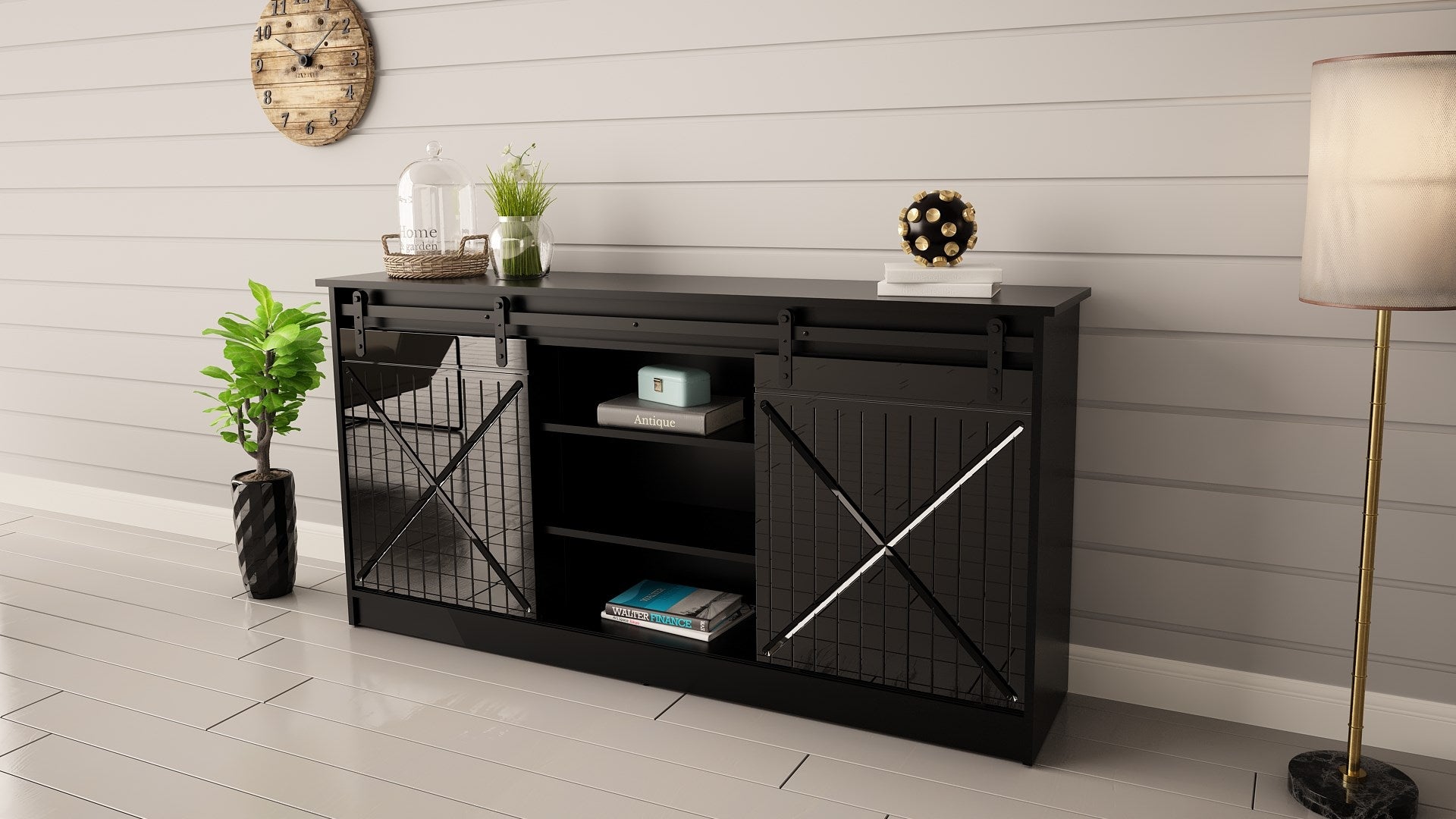 GRANERO Chest of Drawers 160x80x35 cm Black Gloss