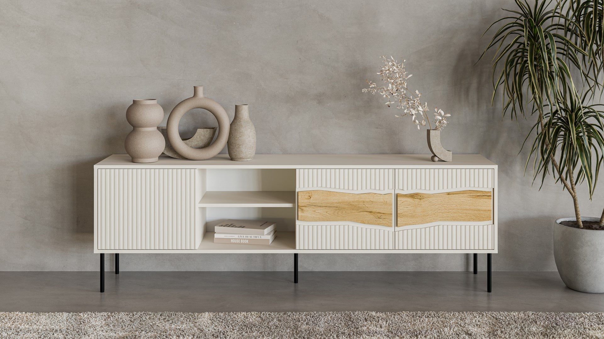Cama INSERTO 3D1W TV Cabinet 190x40x61.5 Cashmere + LED