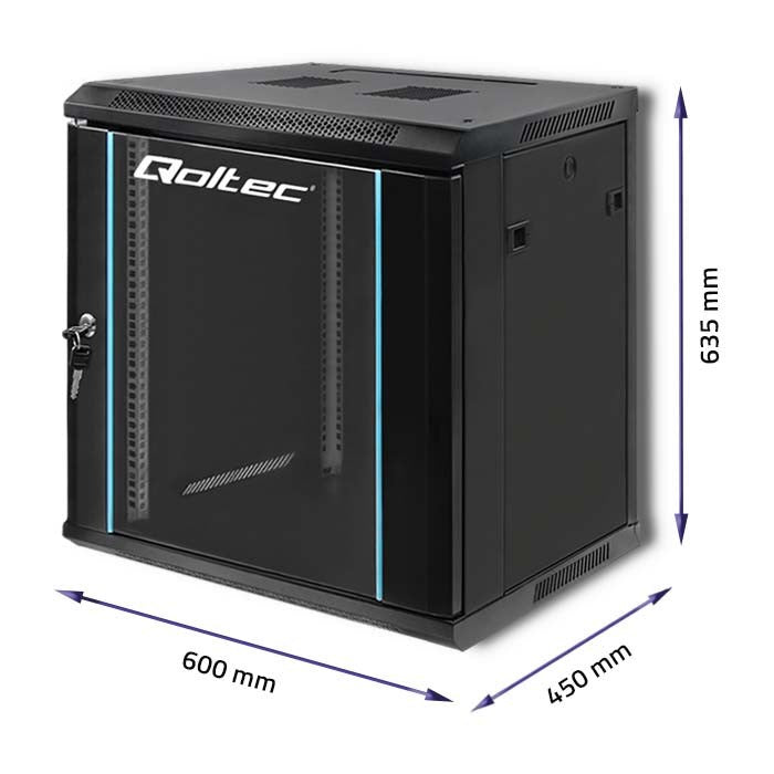 Qoltec 19 RACK Cabinet 12U 600x635x450 Black Hanging