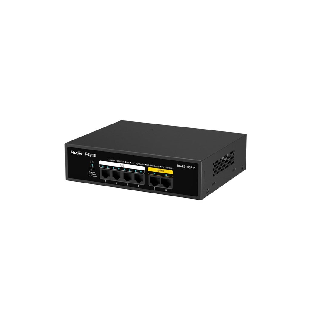 Ruijie Networks RG-ES106F-P Unmanaged L2 Fast Ethernet Switch 6 Ports PoE