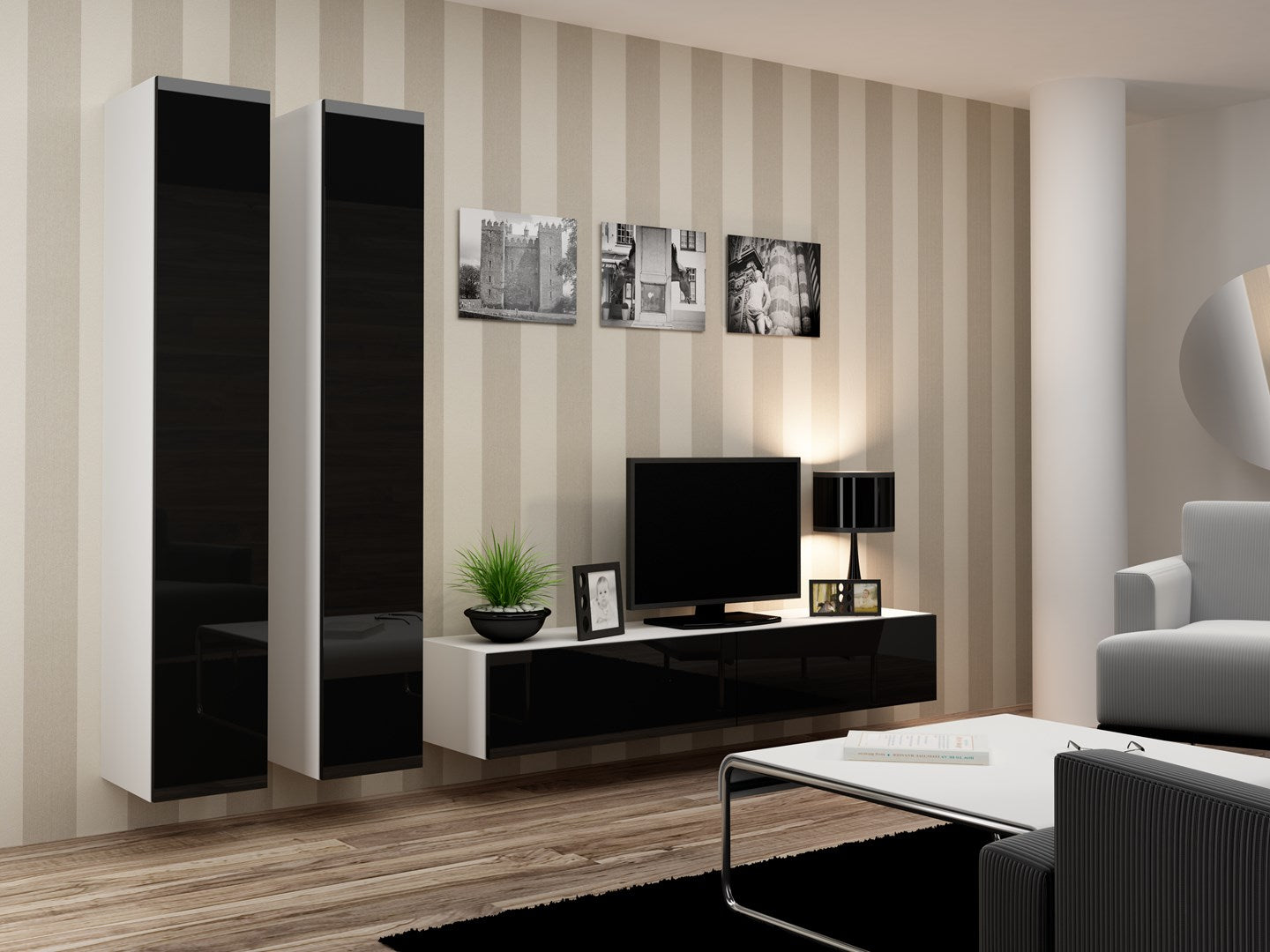 Cama Full Cabinet VIGO '180' 180/40/30 White/Black Gloss