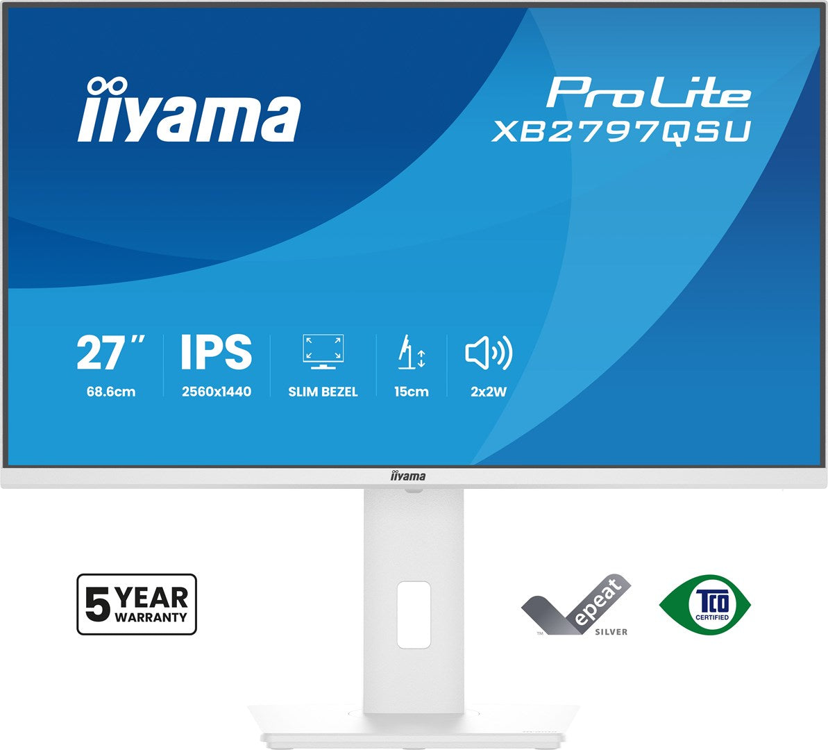 IIYAMA ProLite XB2797QSU-W1 27" Quad HD Monitor 2560x1440 75Hz IPS White