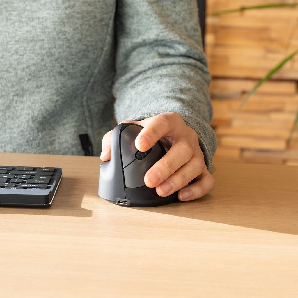 R-Go Maus HE ergonomisch links Bluetooth groß black/silver retail (RGOHEWLL)