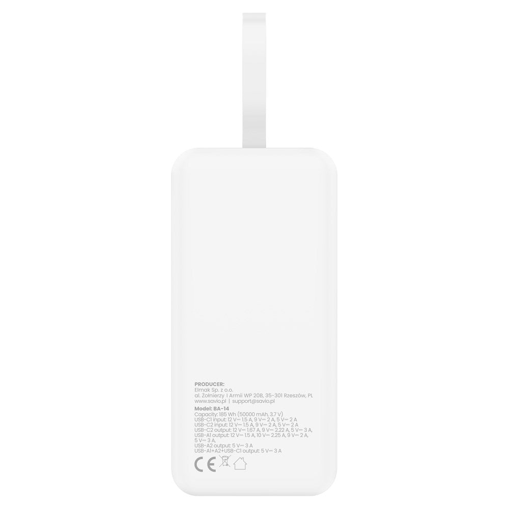Savio BA-15 power bank Lithium Polymer (LiPo) 50000 mAh White