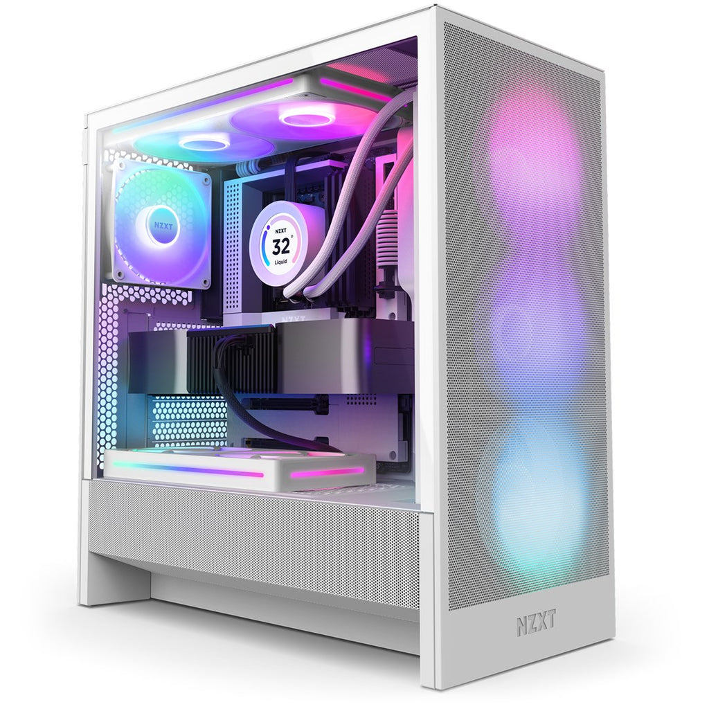 NZXT H5 Flow RGB Midi Tower Case White - CC-H5F-W1