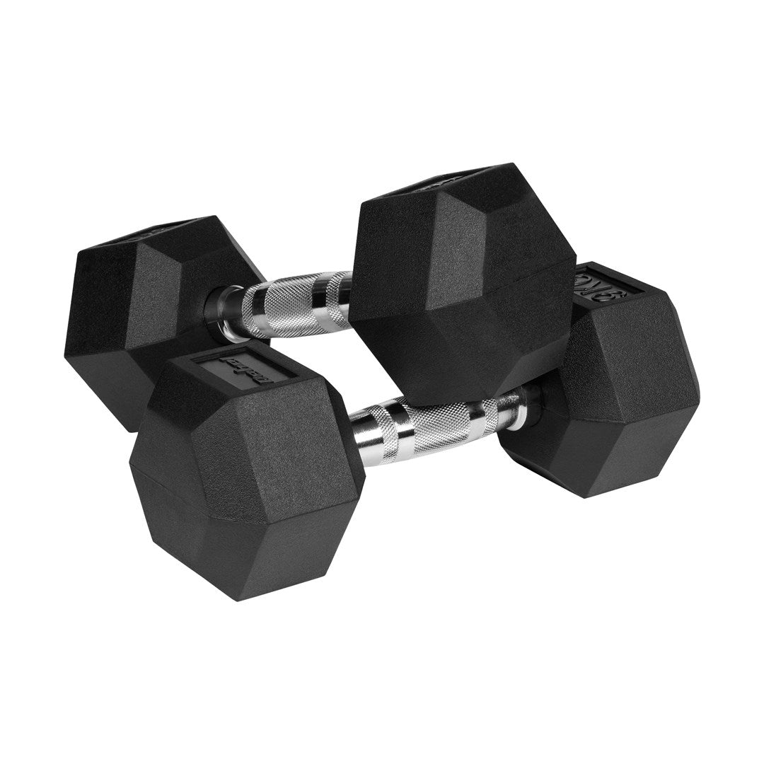 REBEL ACTIVE Rubber-Coated Cast Iron Dumbbells 2x9kg