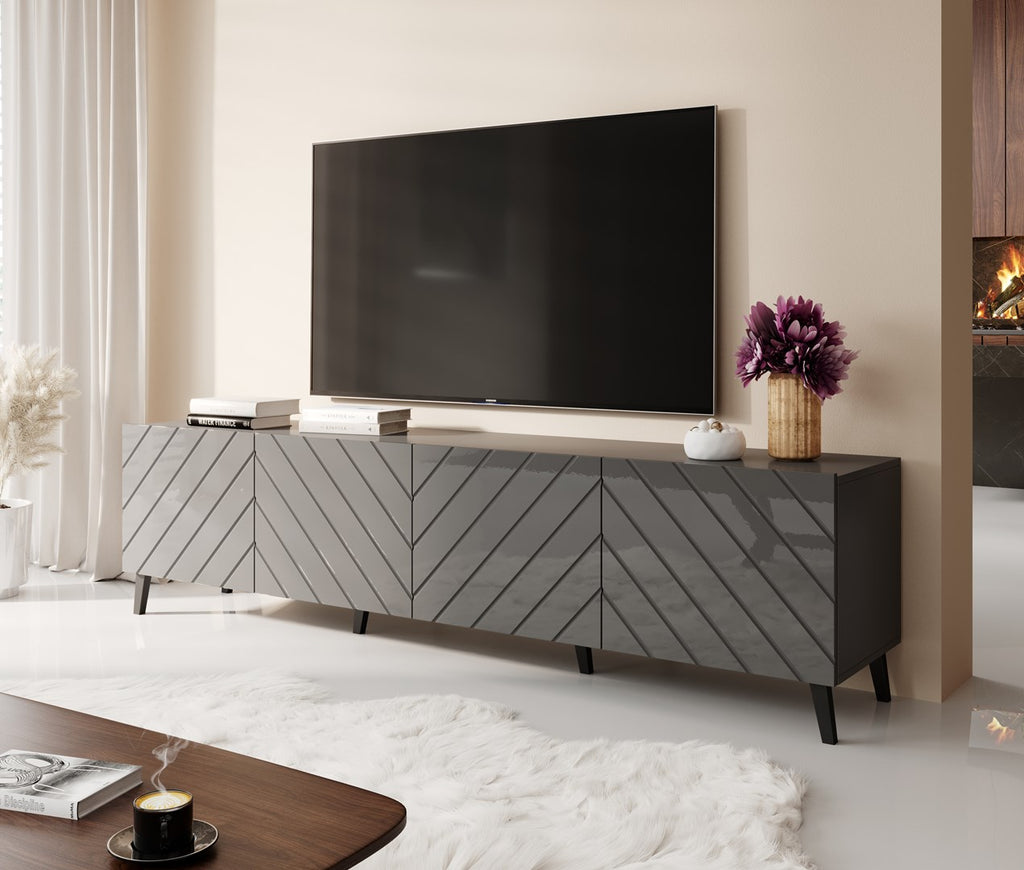 RTV Cabinet ABETO 200x42x52 Graphite/Gloss