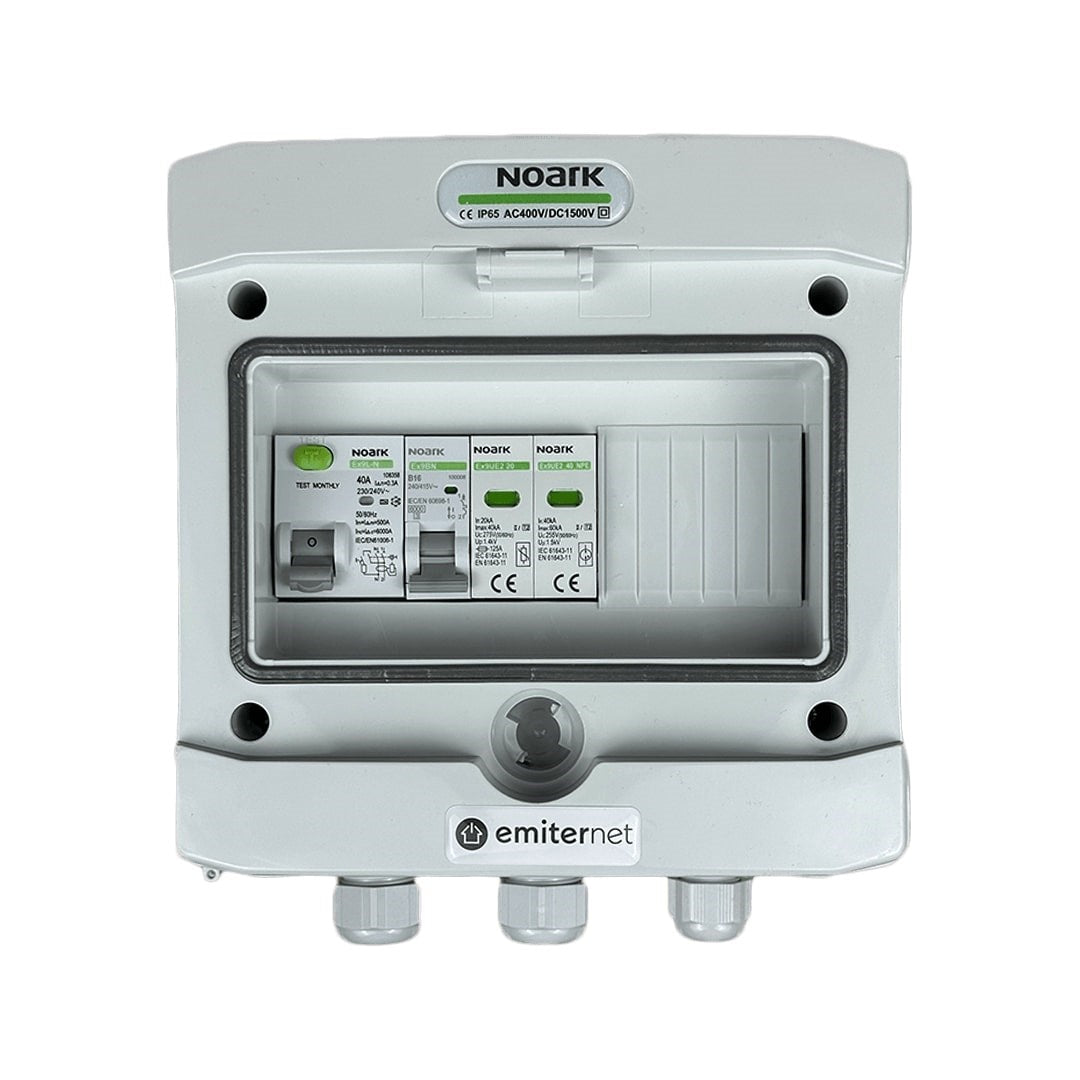 Switchgear attached AC hermetic IP65 EMITTER with surge protective device AC Noark type 2  16A 1-F  RCD type A 40A/300mA