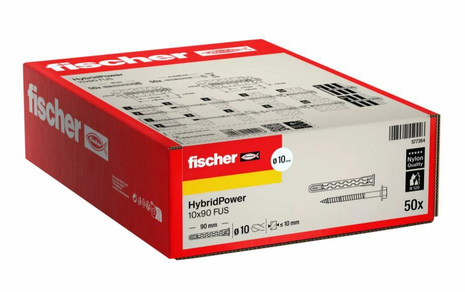 FISCHER HYBRIDPOWER PLUG 10x90/50pcs. FIREPROOF KEY