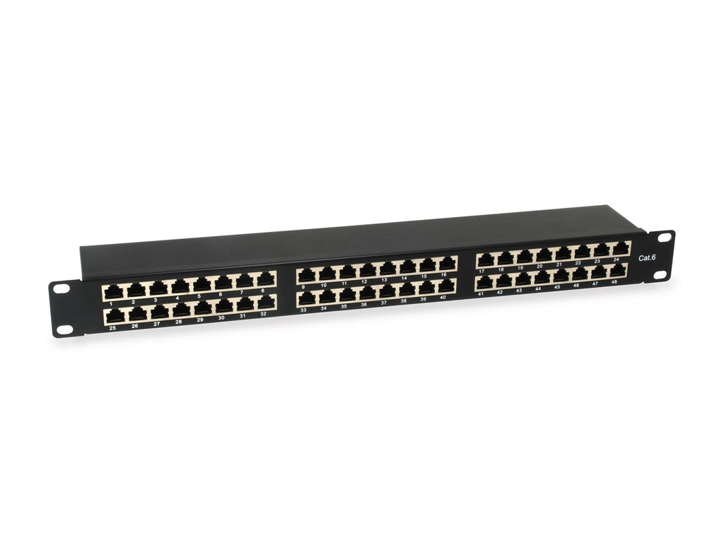 equip Pro - Patch Panel - Rack Mountable - CAT 6 - STP - RJ-45 X 48 - Black - 1U - 48.3 cm