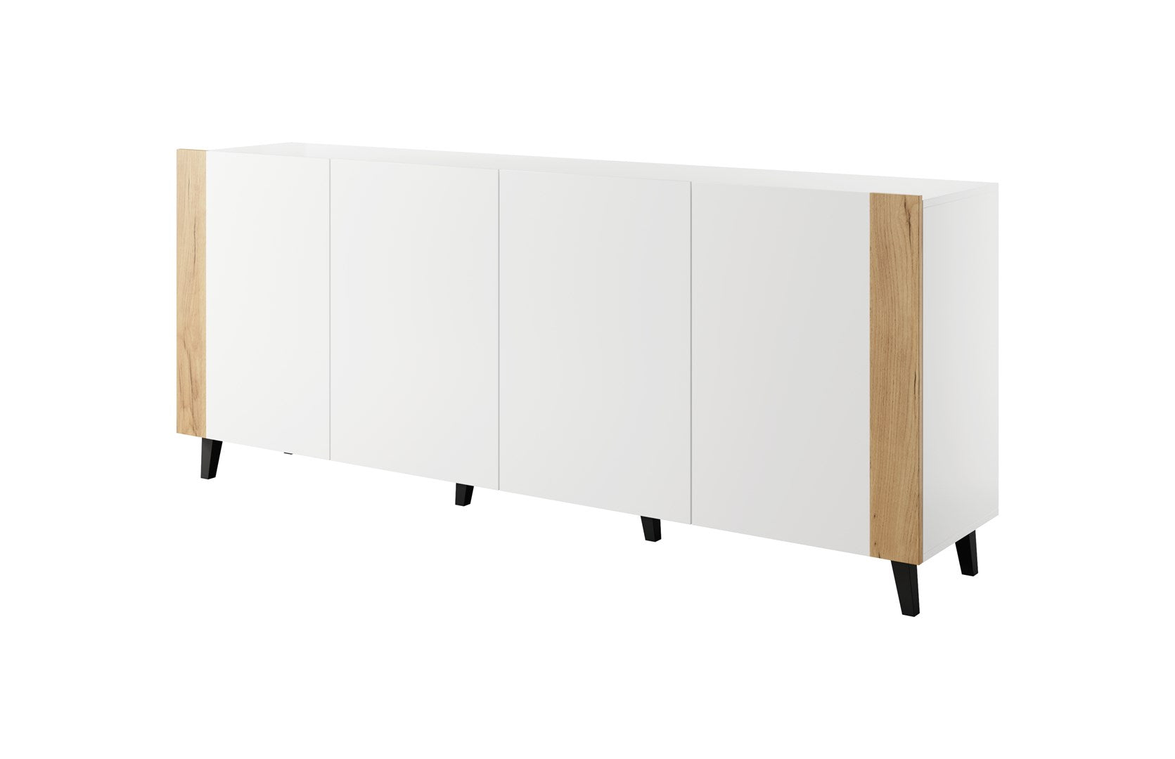 FARO Chest of Drawers 200x42x82 White Matte + Oak Craft