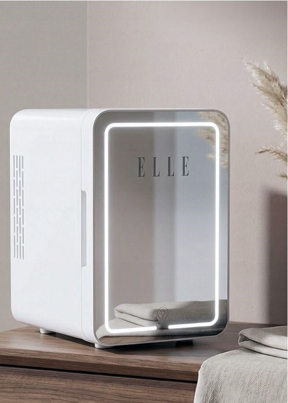 ELLE 6 L Cosmetic Fridge with LED Makeup Mirror White