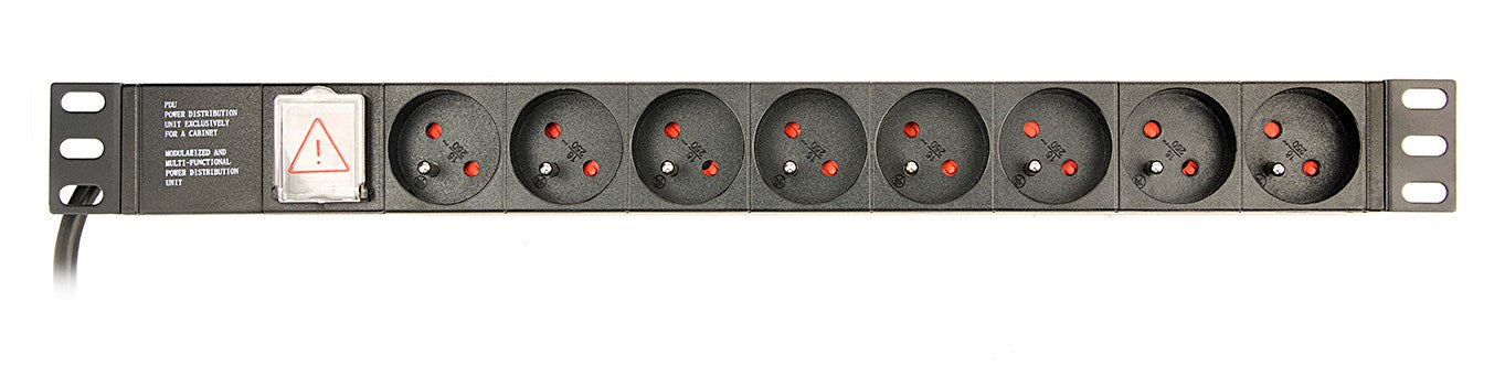 EnerGenie EG-PDU-014-F Rack Power Distribution Unit 8 FR Sockets 1U 16A Schuko Plug 3 m Black