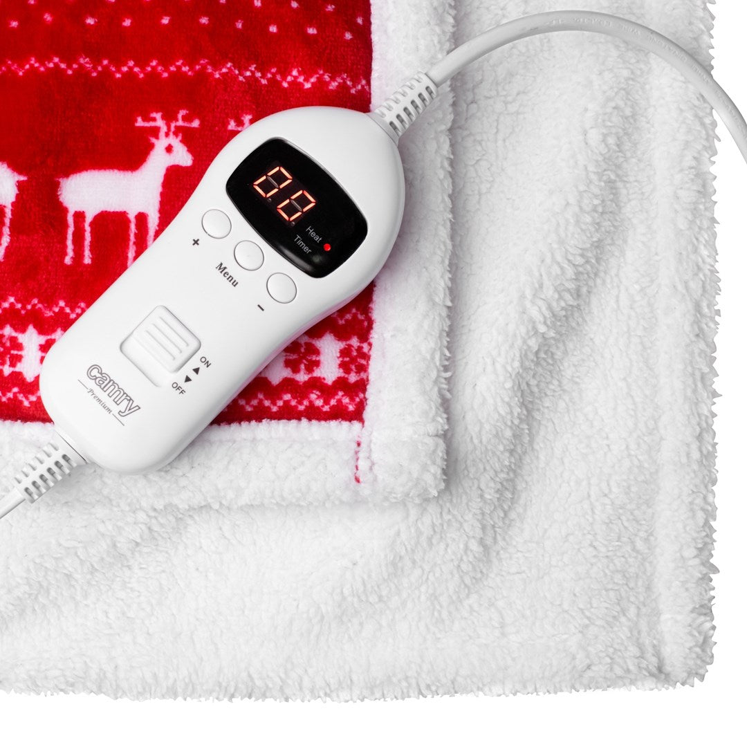 Adler CR 7441 Electric Blanket 120 W Red, White Fleece 10 Heating Levels Auto Power Off