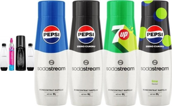 Saturator Sodastream Terra + 2 butelki + gaz Czarny + syrop Pepsi  Pepsi Zero  Pepsi Lime  7Up
