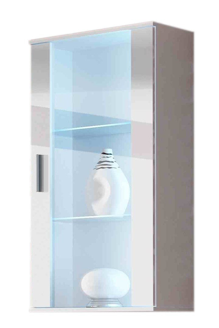 Cama Hanging Display Cabinet SOHO White/White Gloss 1 Door 2 Shelves