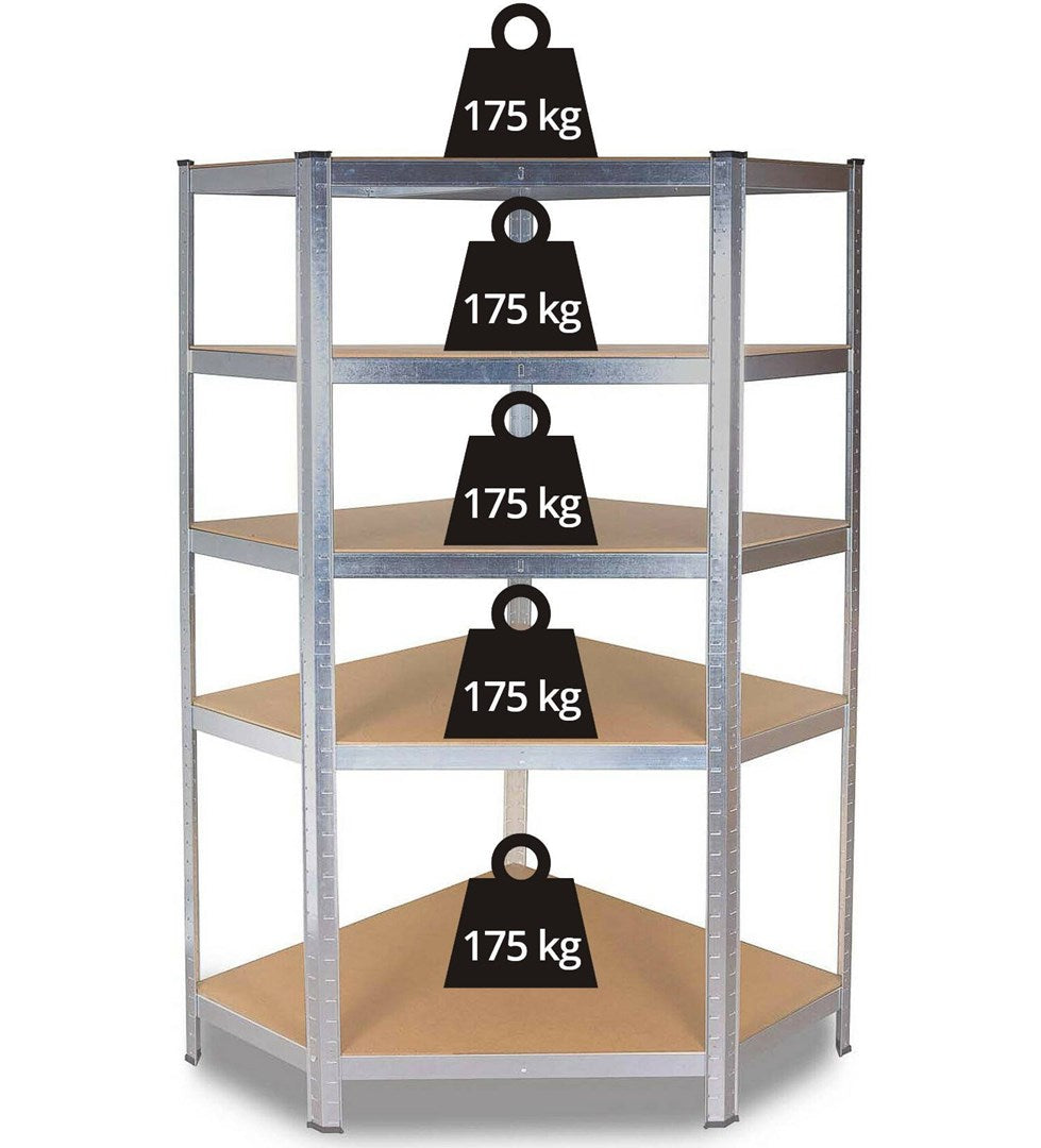 BJORN Metal Corner Storage Rack 40 cm 5 Shelves Silver G9040