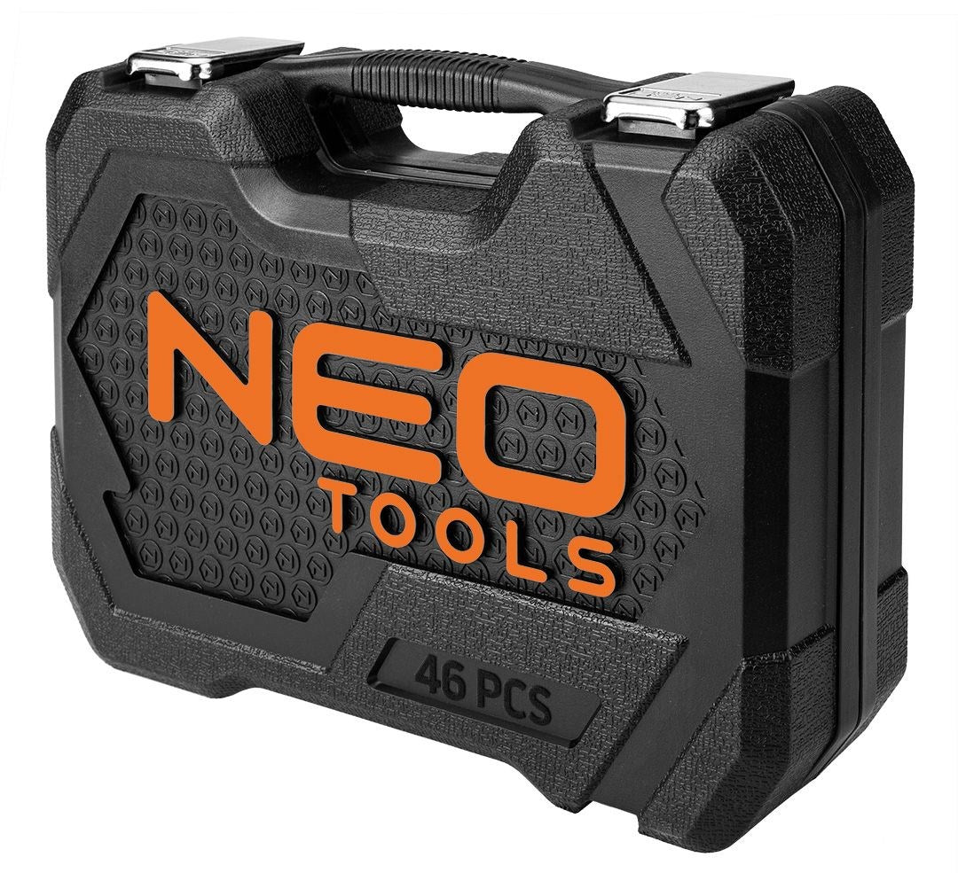 NEO 1/4 + 3/8 Through-Hole Socket Set 46 pcs for Hard-to-Reach Places