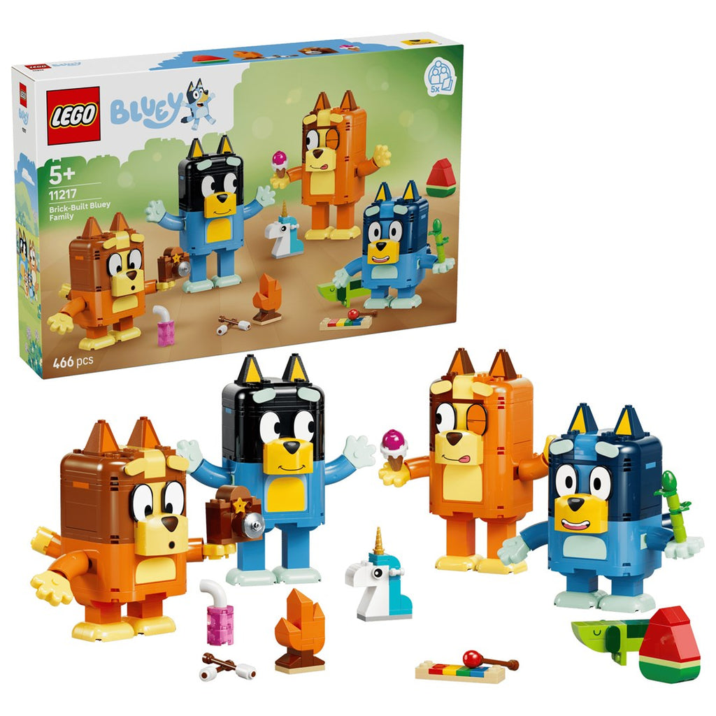LEGO BLUEY Brick-Built Bluey Family Set, 466 Pieces, Ages 5+, Model 11217