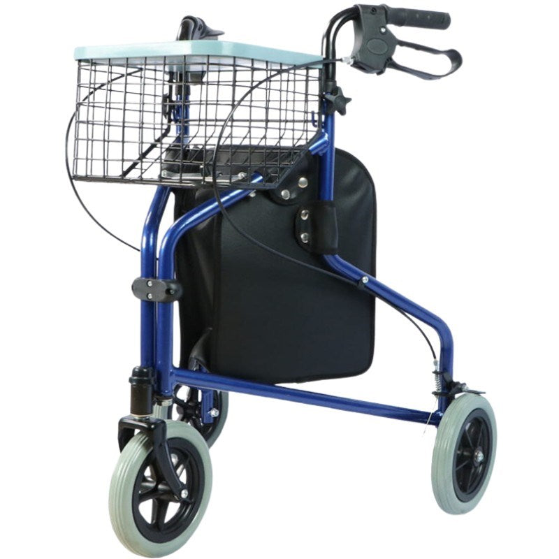 Reha Fund Practical Tricycle Walker with Basket and Bag - Blue/Black/Gray