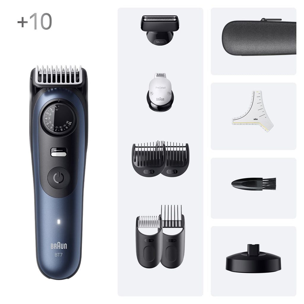 Braun BeardTrimmer 7 BT7540 beard trimmer Battery 40 2 cm Wet & Dry Black  Blue