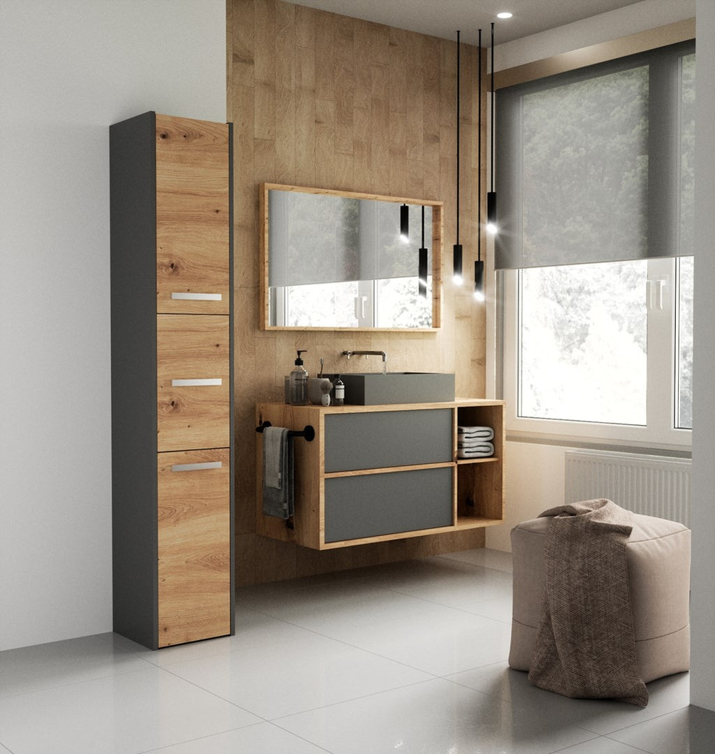 Topeshop S33 ANTRACYT/ARTISAN Bathroom Storage Cabinet Oak