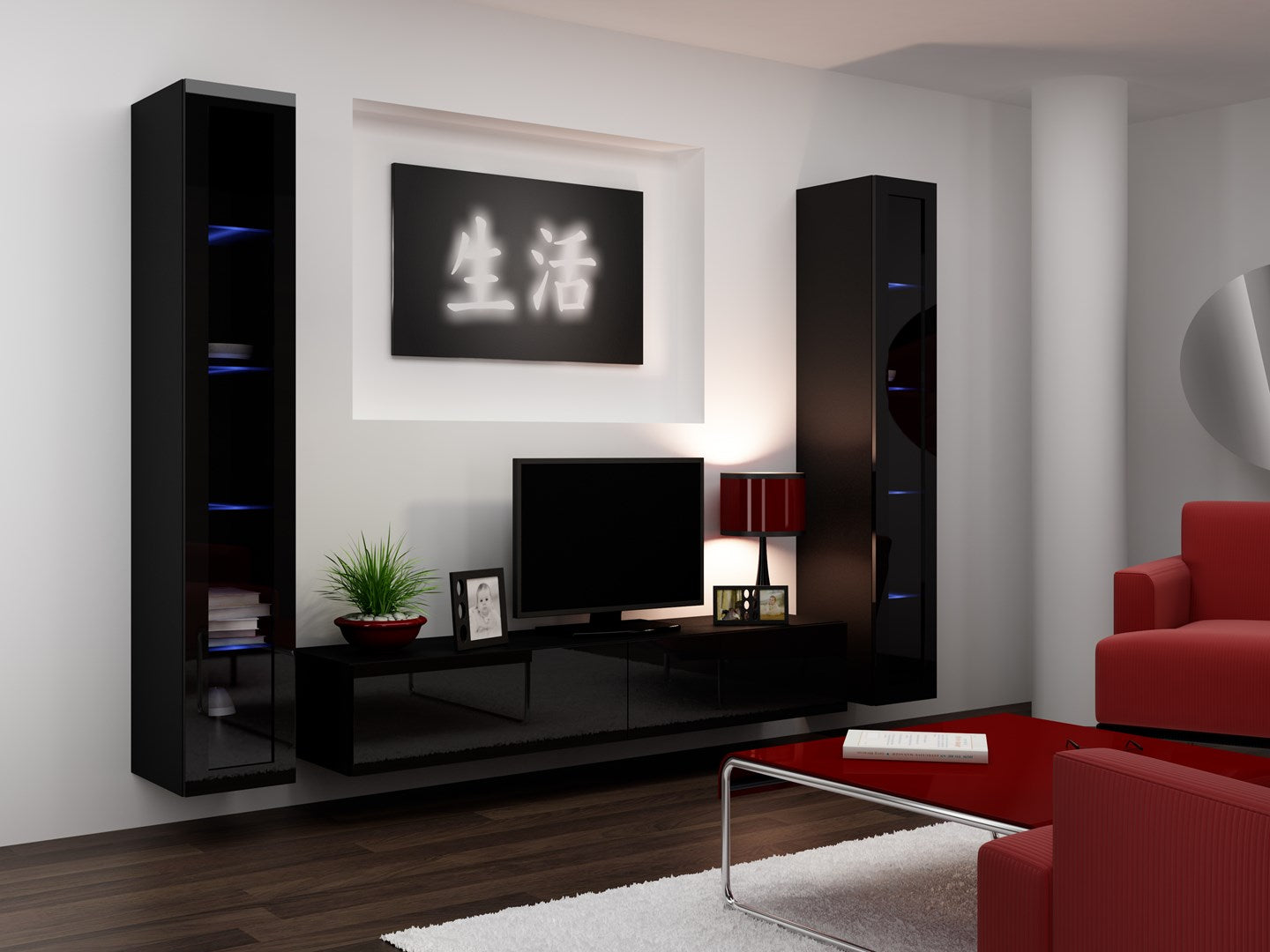 Cama Glass-case VIGO '180' 180/40/30 Black/Black Gloss