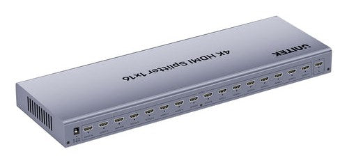 UNITEK Video Splitter V1137AGY01-EU, 16 HDMI Outputs, 4K Ultra HD, 30 Hz, Grey