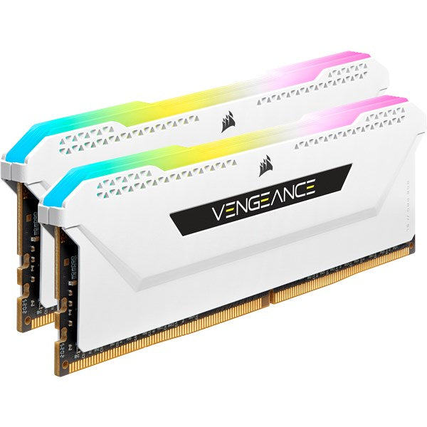 Corsair Vengeance RGB PRO SL - DDR4 - Kit - 16 GB: 2 x 8 GB - DIMM 288-PIN - 3200 MHz / PC4-25600 - CL16 - 1.35 V - ungepuffert - non-ECC - weiß (CMH16GX4M2E3200C16W)
