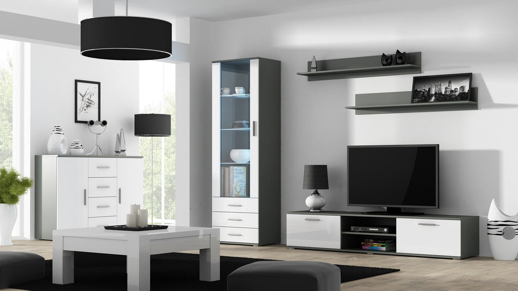 Cama Display Cabinet SOHO S1 Grey/White Gloss