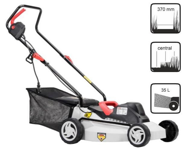 NAC Electric Lawn Mower 1500W 37 cm 28 L LE15-37-PB-S