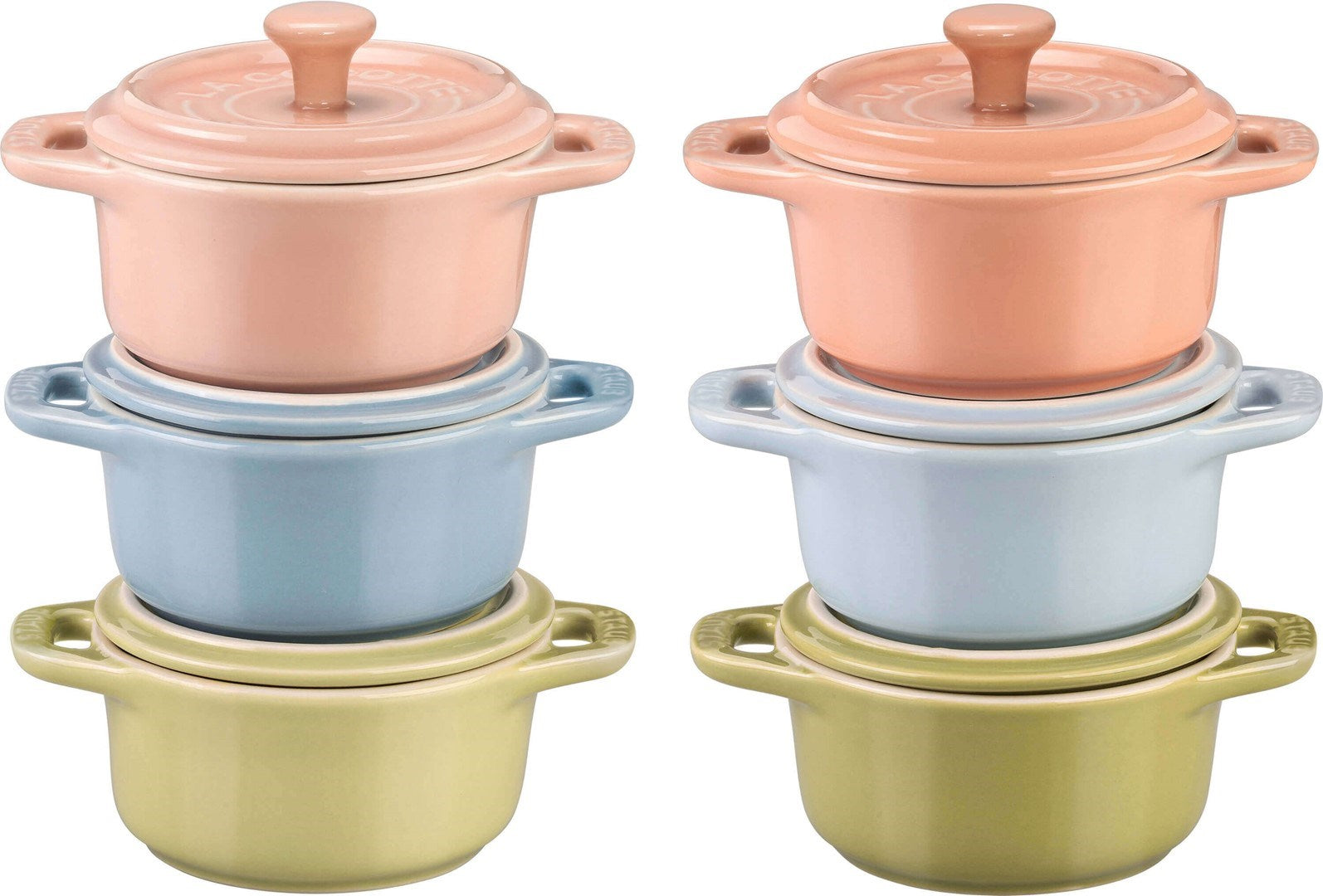 Set of 6 Mini Cocotte Round 10cm Multicolor