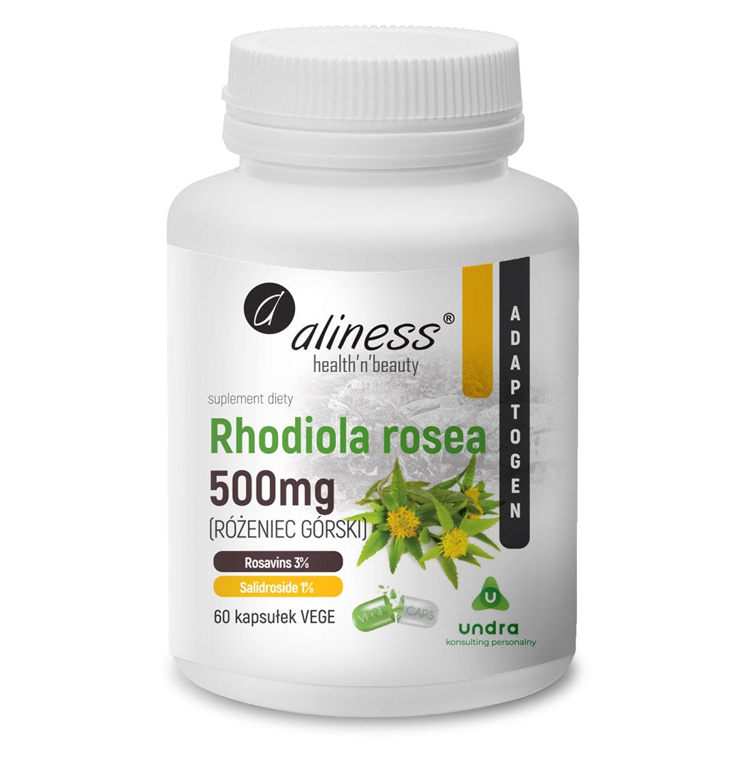 Aliness Dietary Supplement - Rhodiola Rosea 500 mg - 60 Capsules