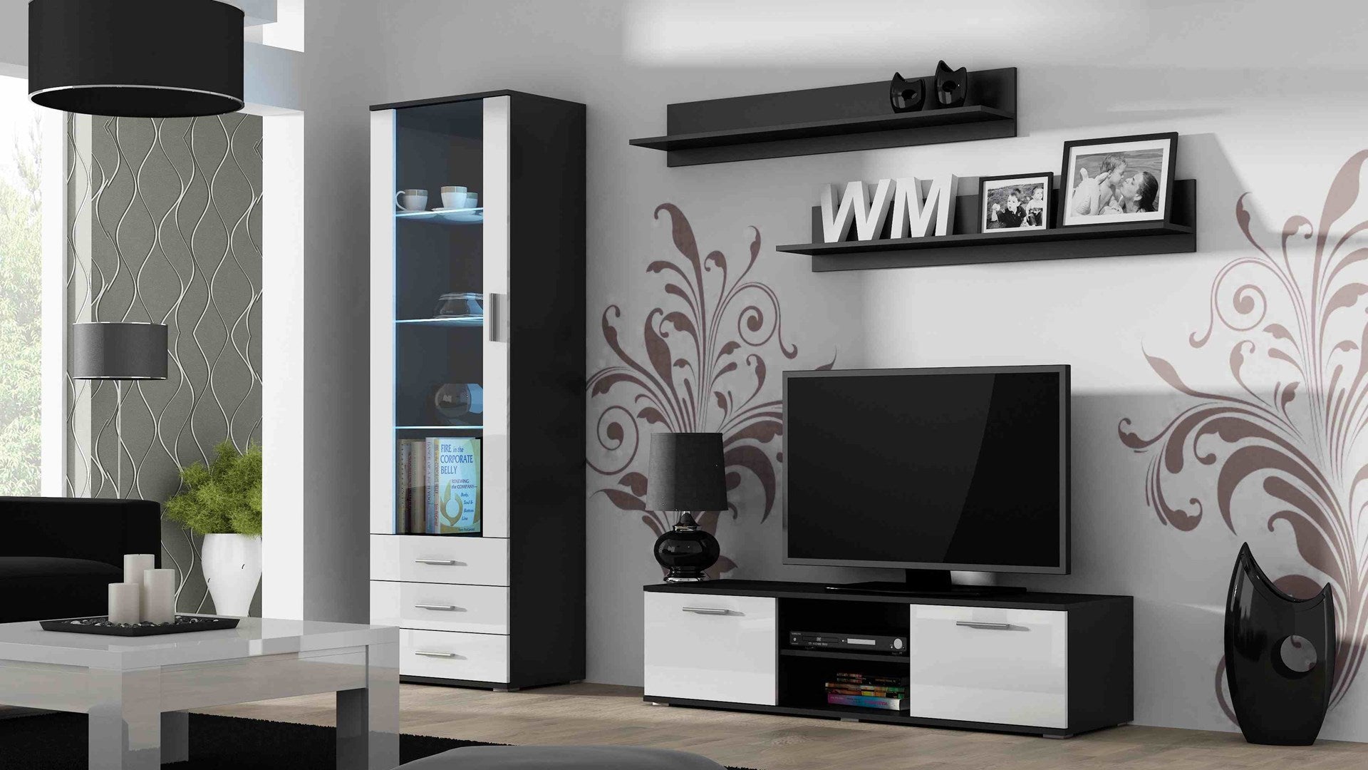 Cama TV Stand SOHO 140 Black/White Gloss