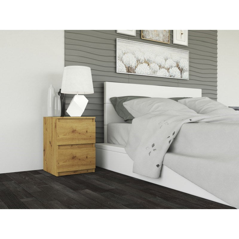 M2 Malwa Bedside Table 2 Drawers Artisan Oak