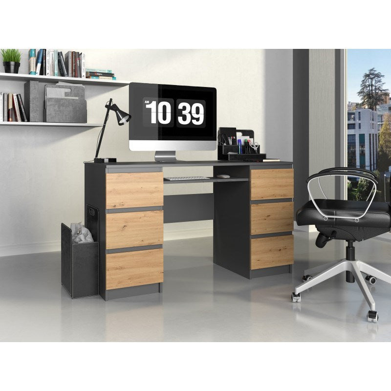 KUBA Desk 130x51x76 cm Anthracite/Artisan