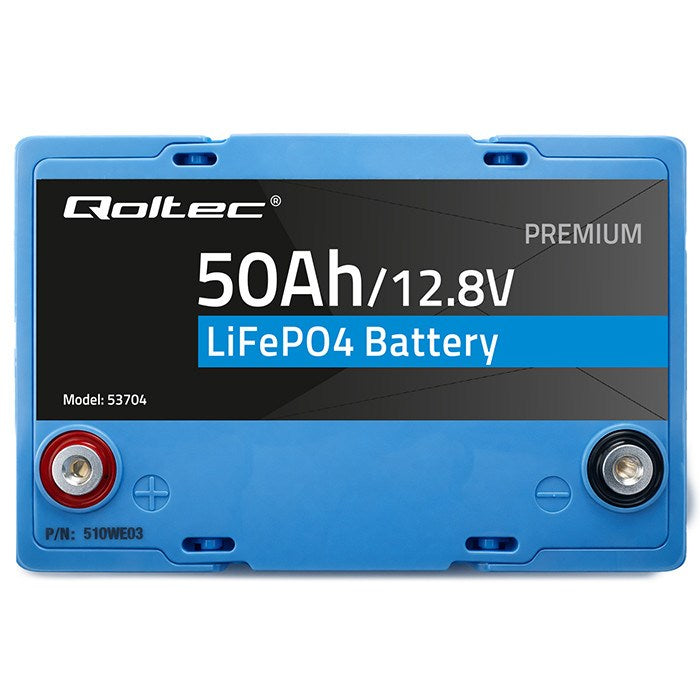 Qoltec 53704 LiFePO4 lithium iron phosphate battery | 12.8V | 50Ah | 640Wh | BMS