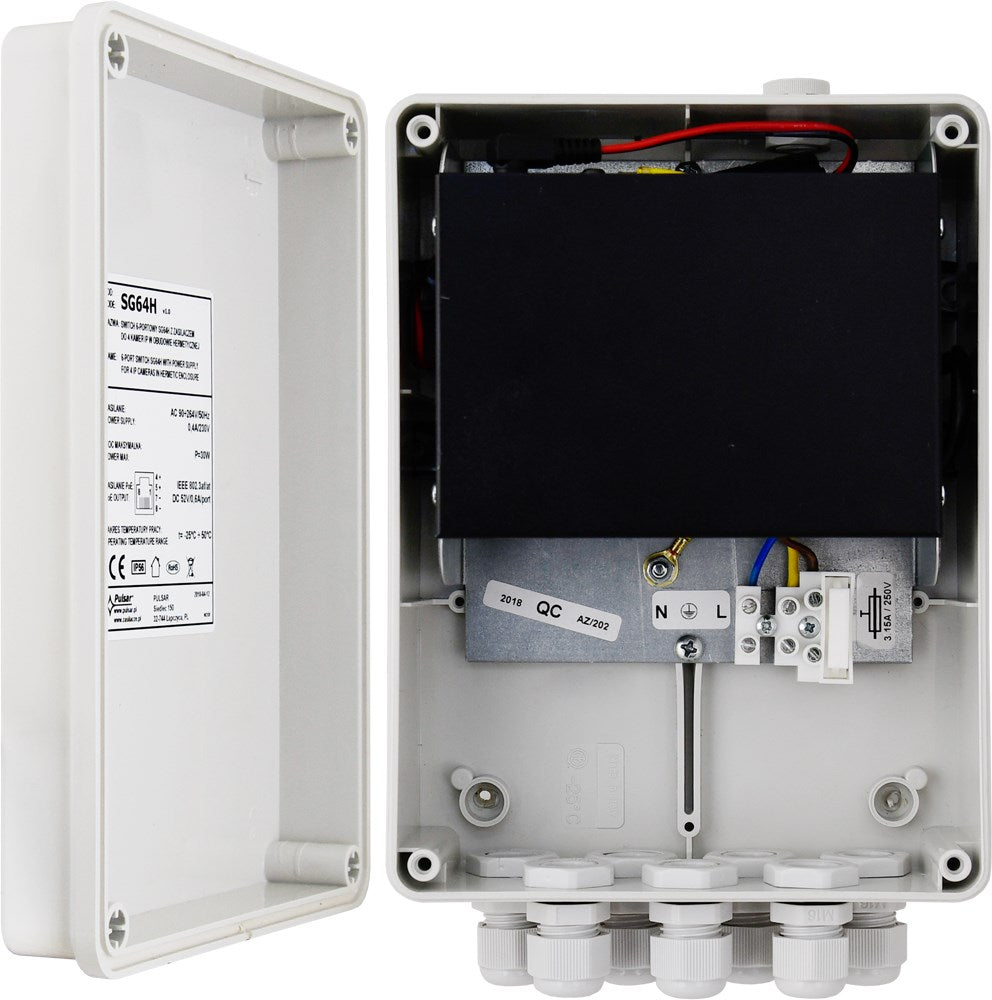 PULSAR SG64H 6-Port Switch for IP Cameras, IP56 Housing