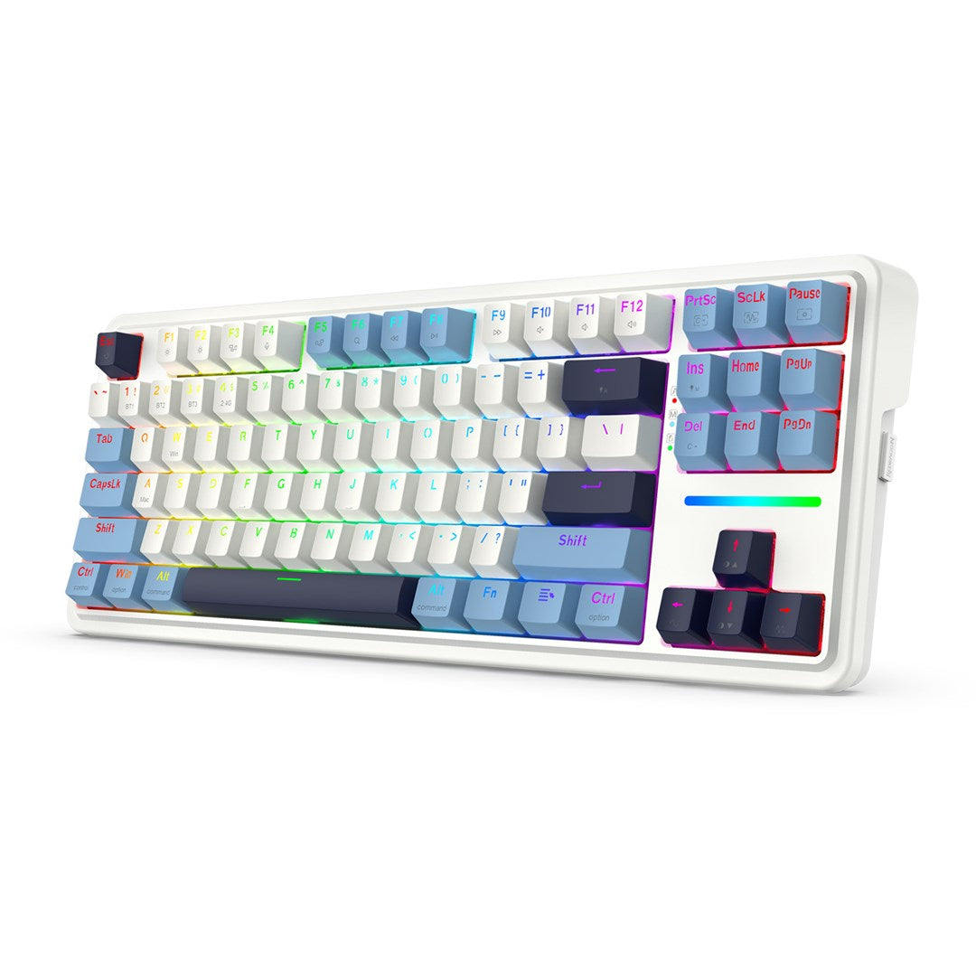 REDRAGON K728WBB-RGB-PRO Antonium Pro keyboard USB + RF Wireless + Bluetooth White  Blue