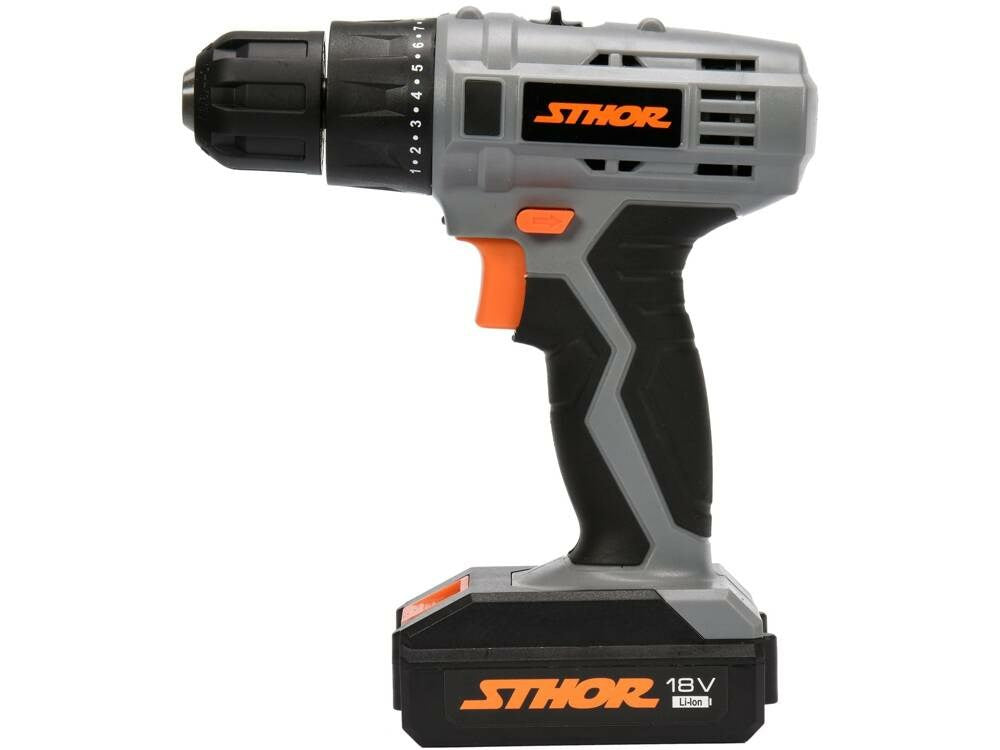 STHOR 18V Cordless Drill/Driver with 2 Batteries and Accessories 78972