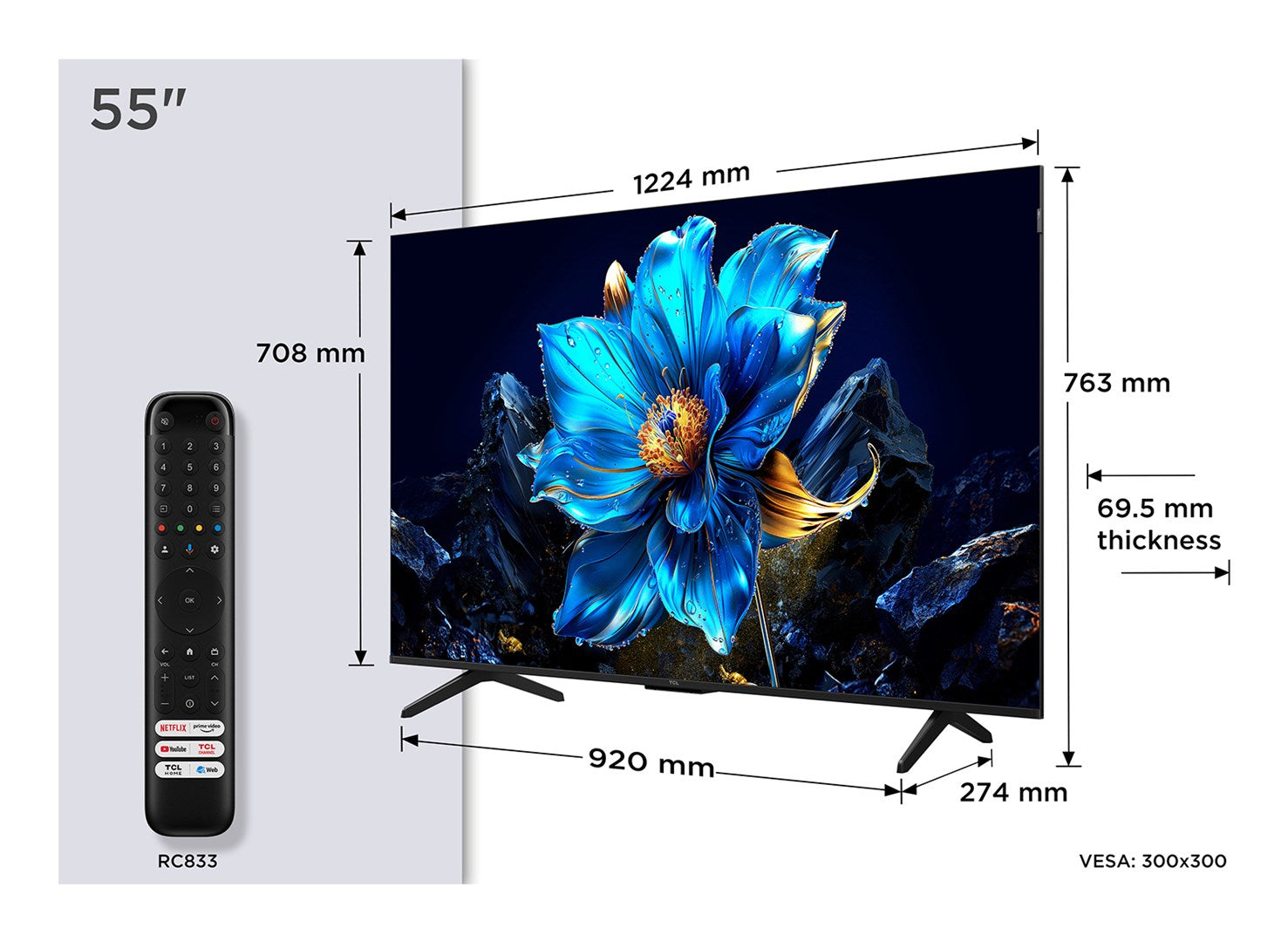 TCL P7K 55P7K TV 139.7 cm (55) 4K Ultra HD Smart TV Wi-Fi Metallic cd/m2