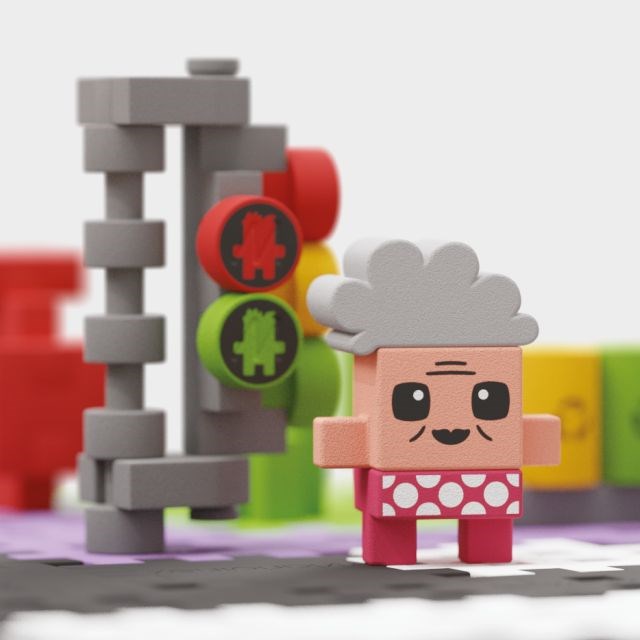 Marioinex Mini Waffle Building Blocks – City: Street Set, 280 Pieces, 4 Toy Figures, Model 904183
